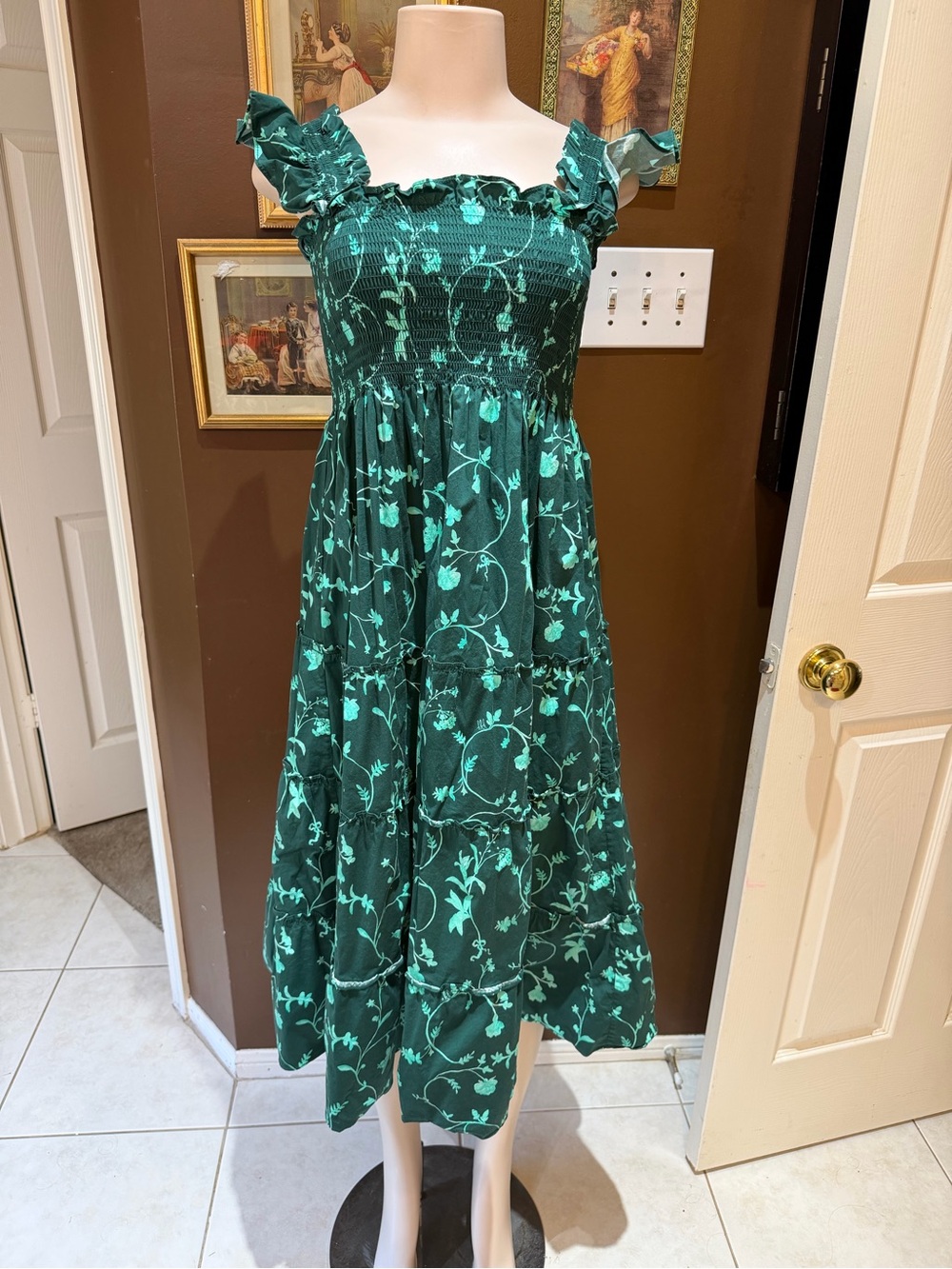 Emerald Floral Nap Dress